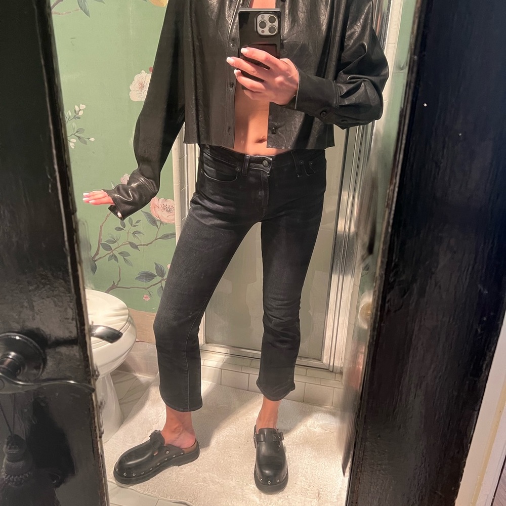 Frame genuine leather crop shirt/shacket - Picture 6 of 7